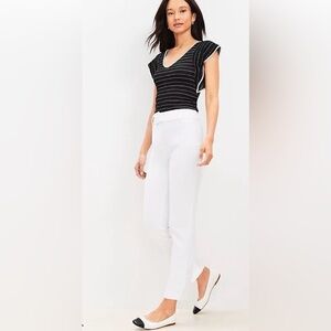 LOFT/NWT/ Petite/ Belted Slim Pants in Stretch / size 00P/ WHITE